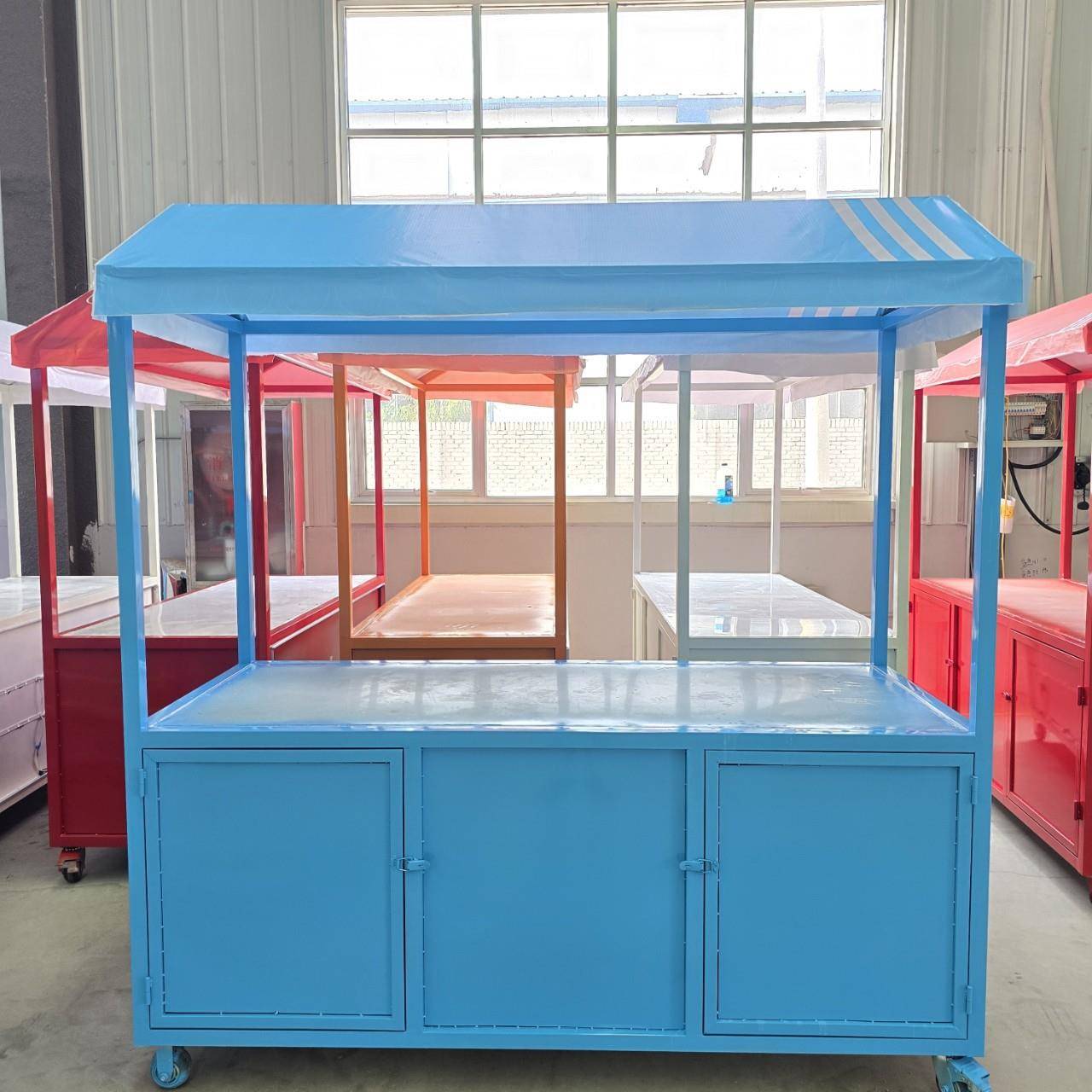 手推式流动摆摊铁艺售货车超市户外车展示台夜市地摊车多功能餐车