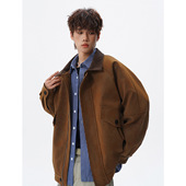 美拉德复古雾面撞色扎染PU皮衣夹克外套男青少年 男士 2026春装 新款