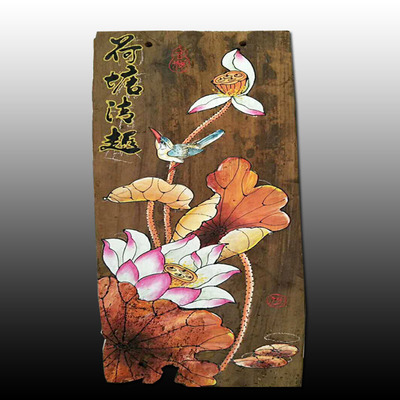 手绘风化木板画老樟木复古怀旧墙面墙H壁挂饰实木挂件仿古装饰墙