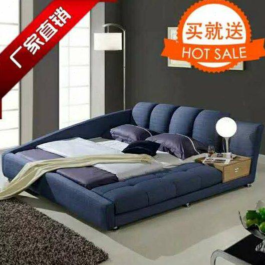 现代简约可拆洗科技婚床布布艺床榻榻米床主卧实木床1.5m床定制可