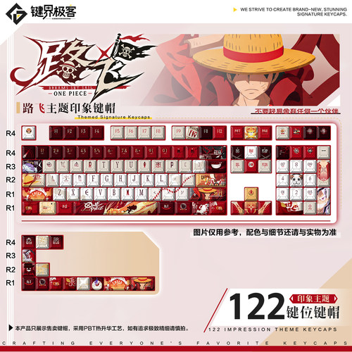 键界极客原厂海贼王路飞印象款动漫PBT游戏侧刻MOA二次元周边键帽