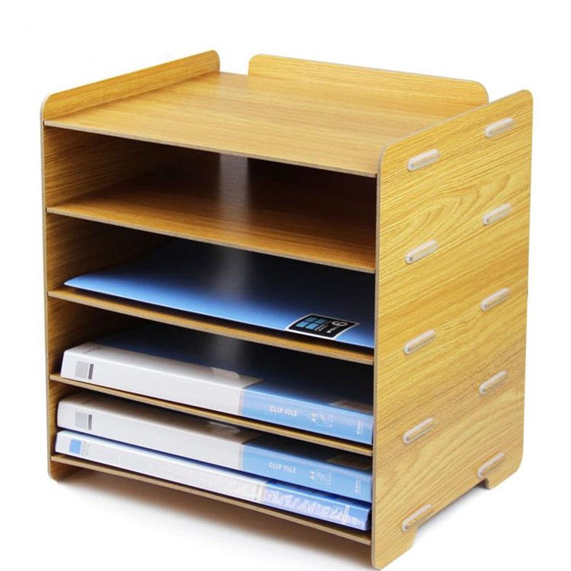 极速86c文件架桌面木质A4文件夹收纳盒横放桌上A4纸票据分类多层