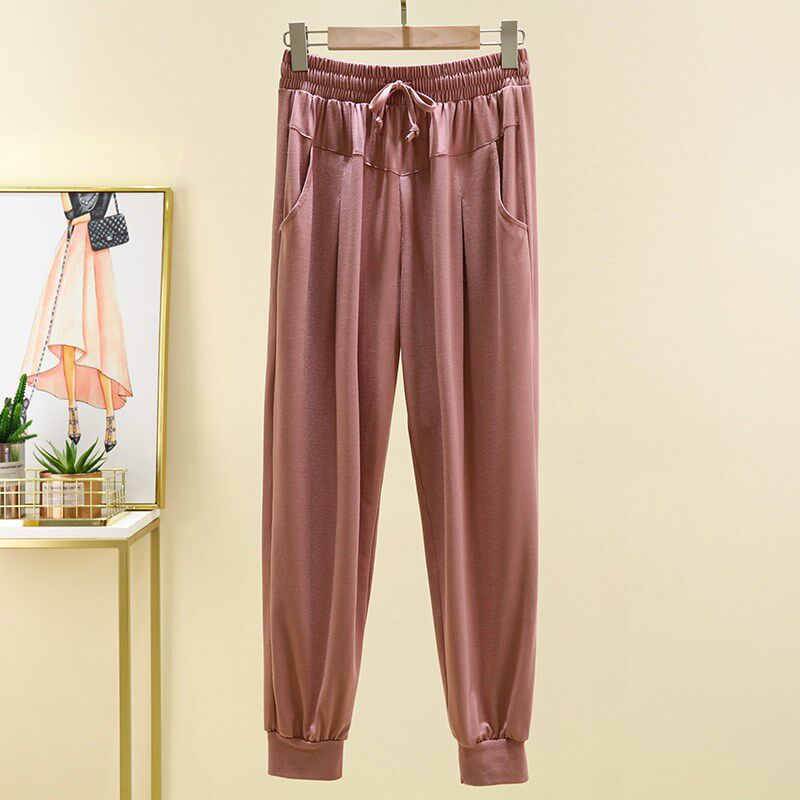 新品春夏薄款速干宽松显瘦运动裤女D束脚跑步健身口袋高腰休闲瑜