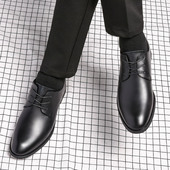 真皮休闲鞋 男黑色男士 商务正G装 鞋 透气真皮软 新品 子潮流韩版 皮鞋