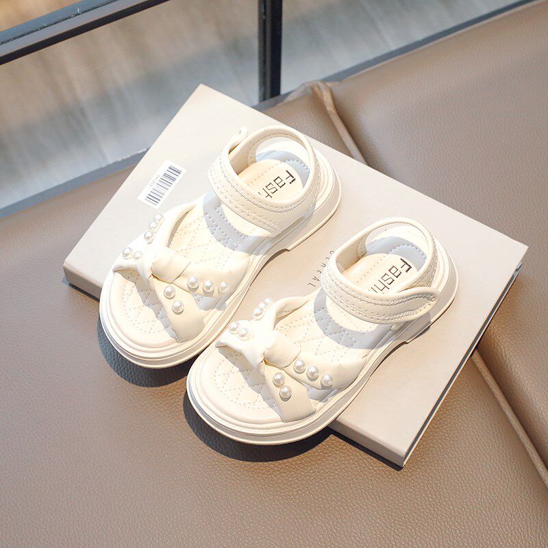 新品女童凉鞋20j26年夏季中大童公主风软底沙滩鞋夏款洋气珍珠儿