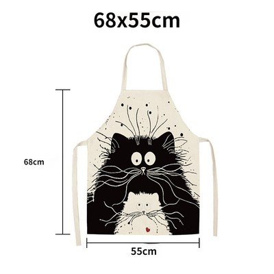 极速Black Cute Cat Print Pattern Apron Baking Accessori.es A