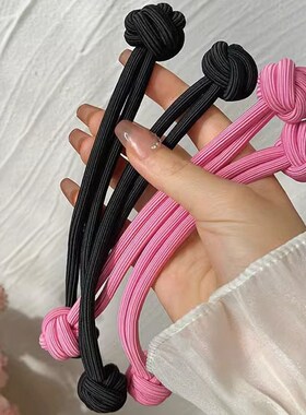 新品简约中国结h高马尾头绳女多巴胺扎头发绳橡皮筋高弹力纽扣发