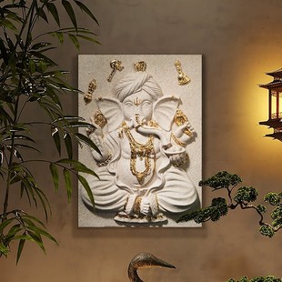 极速泰国树脂工艺品禅意壁挂东南亚F风格 饰品象鼻 家居客厅墙面装