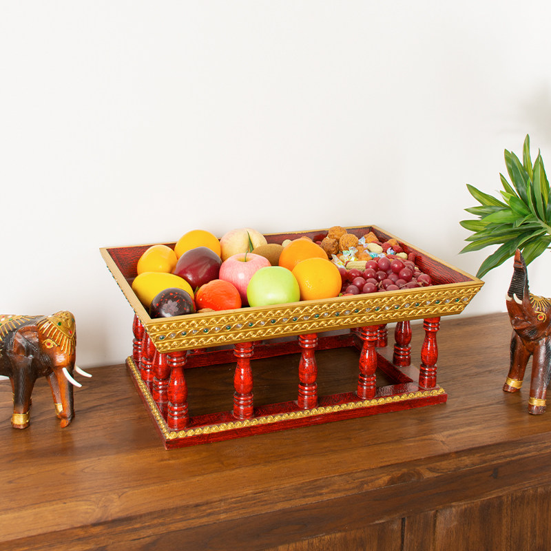 极速泰国a实木供果果盘贡品盘子家用上供果盘佛堂供盘长方形大容