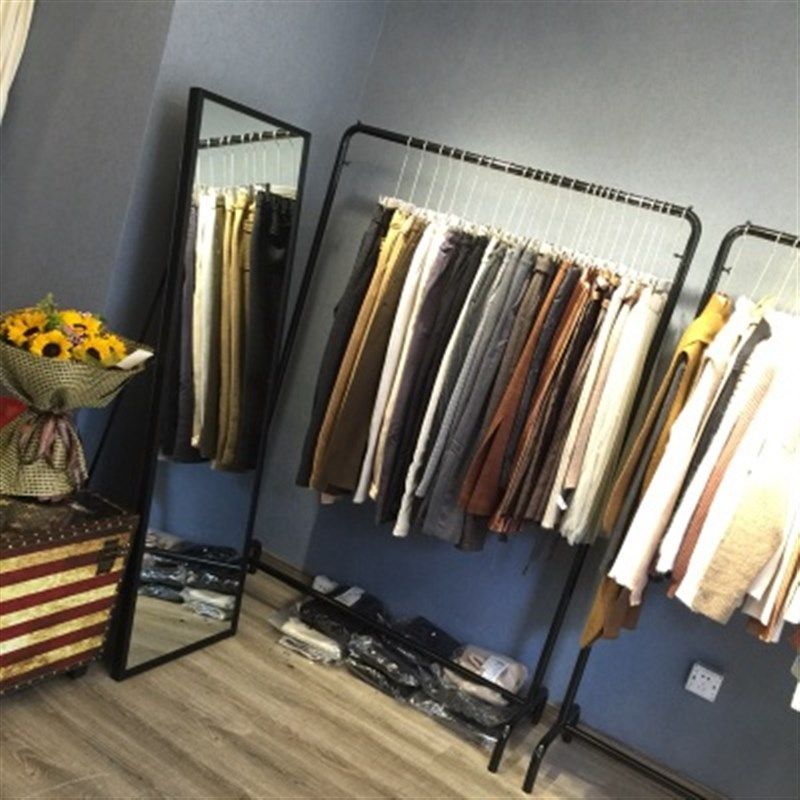 极速铁艺衣架杆服装店男女货架展示架落地L式中岛架侧挂架衣服架