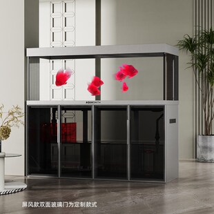 极速老渔匠龙鱼缸超白玻璃大w型落地底滤鱼缸客厅观赏鱼生态智能