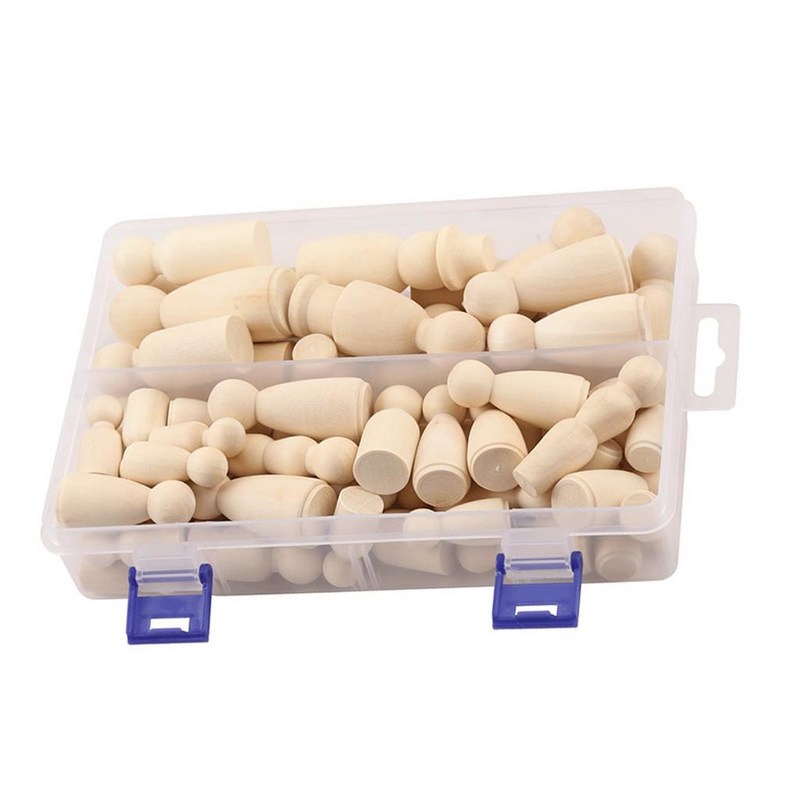 极速55pack Blajnk Wood Peg Doll Tiny Wooden People DIY Paint