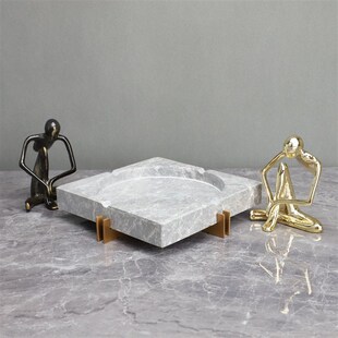 极速新中式大f理石金属烟灰缸样板房蚂蚁人卧室书房餐厅桌面饰品