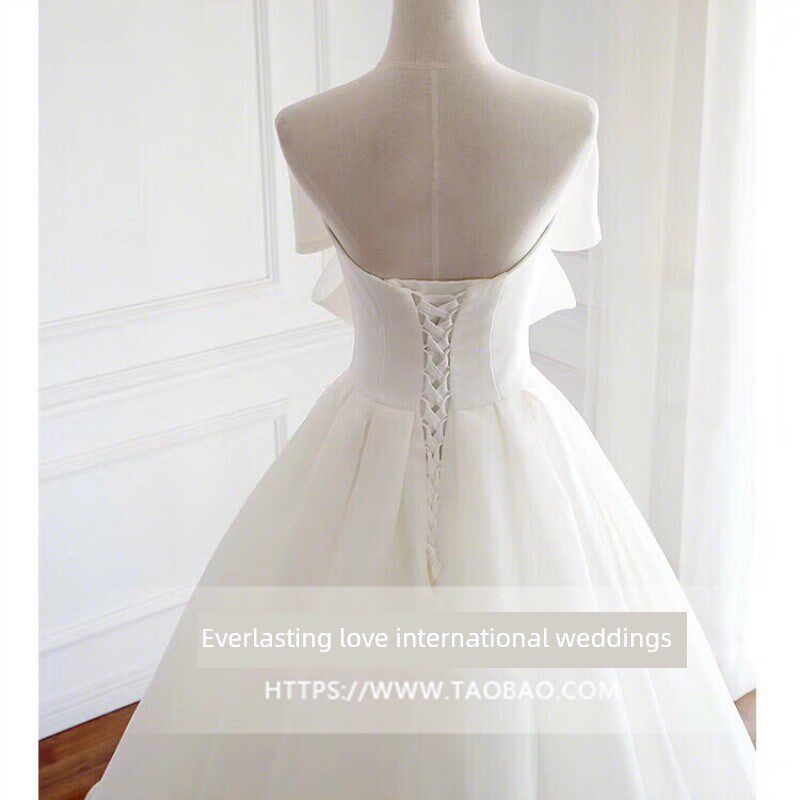 新品轻婚纱小礼服2025新款w森系旅拍简约抹胸蝴蝶结小个子轻婚纱