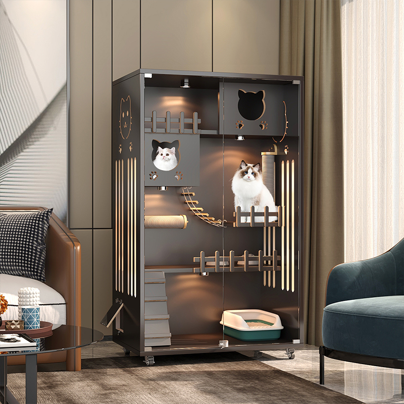 极速猫笼子d家用实木猫窝猫柜室内猫爬架一体猫屋防水猫舍猫咪笼