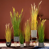 新品 饰大型落地绿植盆 七茉北欧风仿真植物狗尾巴草芦苇草假树N装