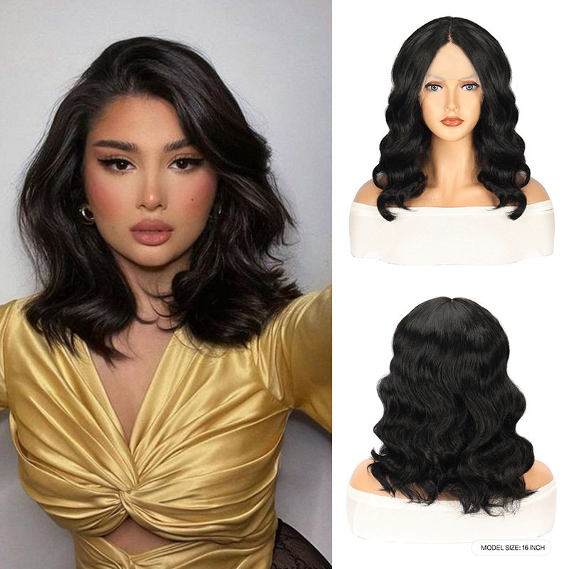 fashion wigs hand-woven front lace head cover medium parted