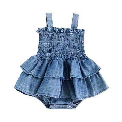 Baby Summer Clothes Girl Denim Romper Sleeveless Suspender P