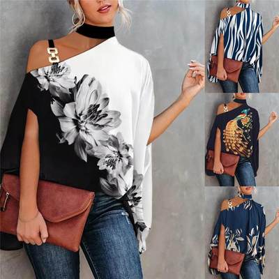Summer women T shirt casual plus size lady off shoulder tops