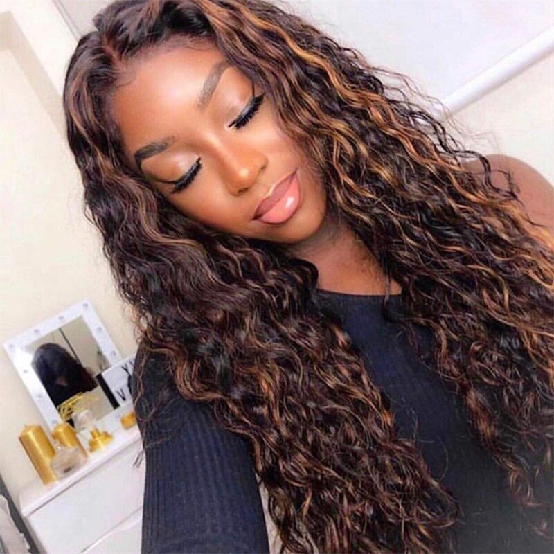 rose net middle parted long curly hair around the tube small