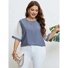 Color Block Stylish Sleeves Plus Size Casual Top for Women