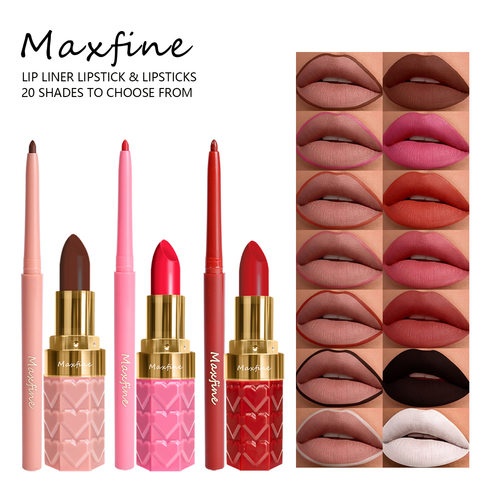Lipstick lip liner combo set of eighteen colours non-stick m