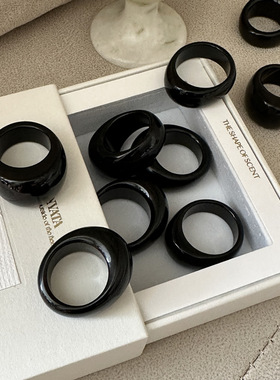 新款精品黑曜石戒指扳指招财转运扳指戒指男女款海蓝宝扳指