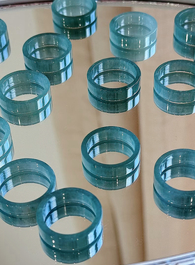 天然翡翠戒指女款冰种玉石指环素圈指环情侣对戒