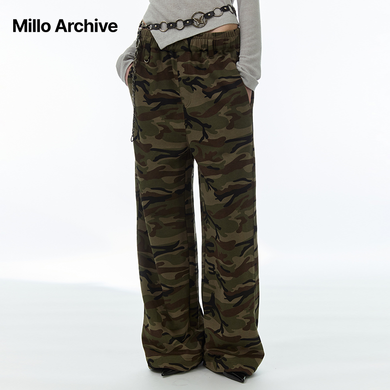 【李赛纶同款】Millo Archive迷彩宽松运动裤女抽绳修身束脚裤