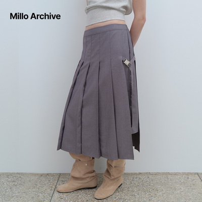 Millo Archive百褶女A字裙学院风高腰通勤韩国新款百搭日常休闲