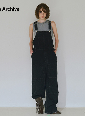 Millo Archive2025新款复古牛仔背带裤宽松连体裤子阔腿休闲百搭