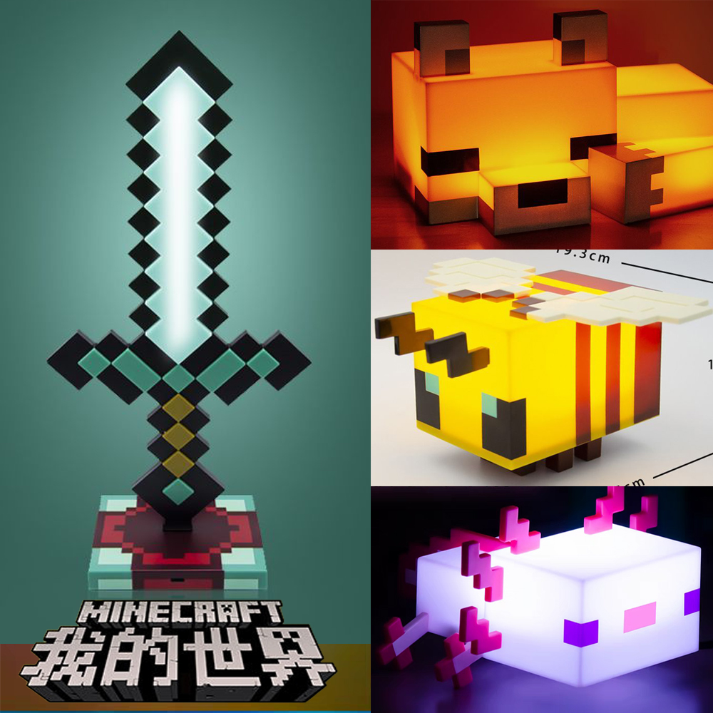 正版我的世界周边玩具狐狸小夜灯