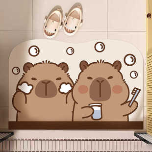 水豚卡皮巴拉卫生间地垫浴室吸水垫子厕所硅藻泥入门防滑垫子创意