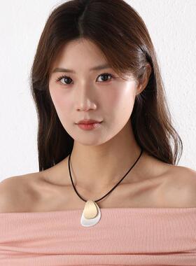 新款跨境项链亚马逊欧美几何撞色简约风时尚百搭合金项链