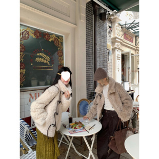 区区欧阳 仿羊羔毛皮草女冬季加厚保暖立领皮毛一体毛毛外套