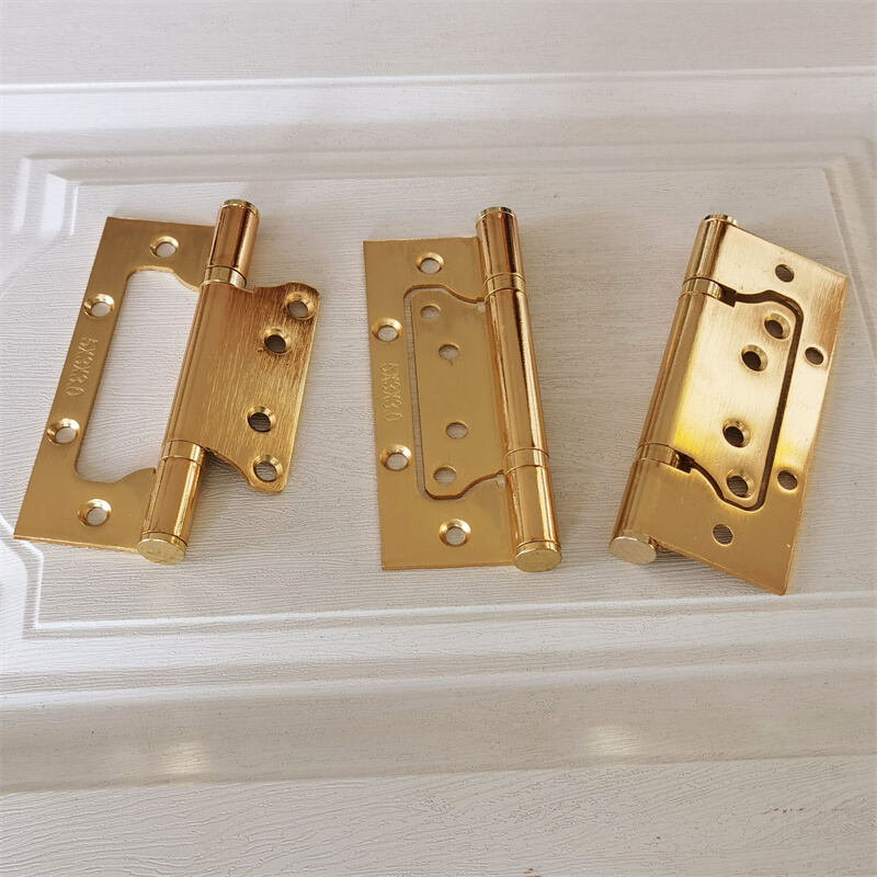 新款偏轴金色门吸子母5寸加厚铰链免开槽木门房门重型合页3片装