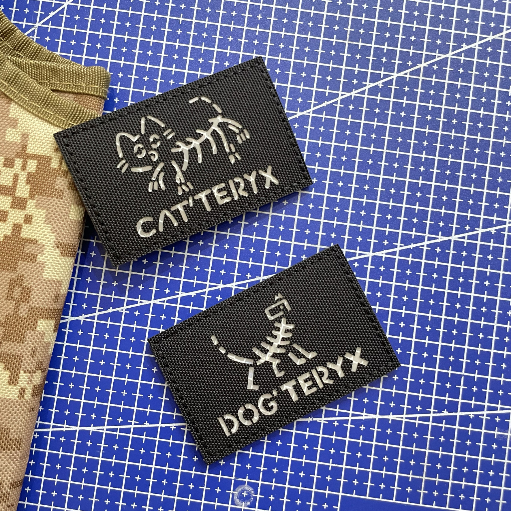 反光骷髅猫士气章魔术贴章 雕刻战术臂章 创意个性背包贴徽章