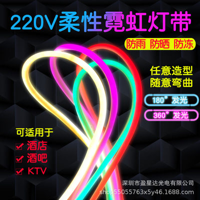 360度发光装饰婚庆亮化led灯带柔性霓虹220V彩虹圆形灯管户外防水