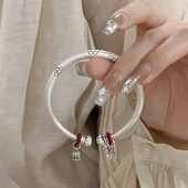 多福南瓜头纯银手镯9999足银实心古风梅花蝴蝶小花送女友七夕礼物