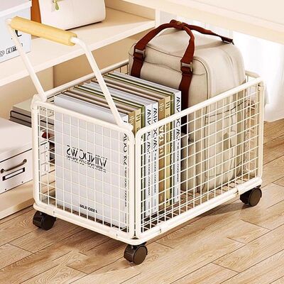 书包置物架学生滑轮书箱高中生放书本小推车桌下可移动装书筐盒篮