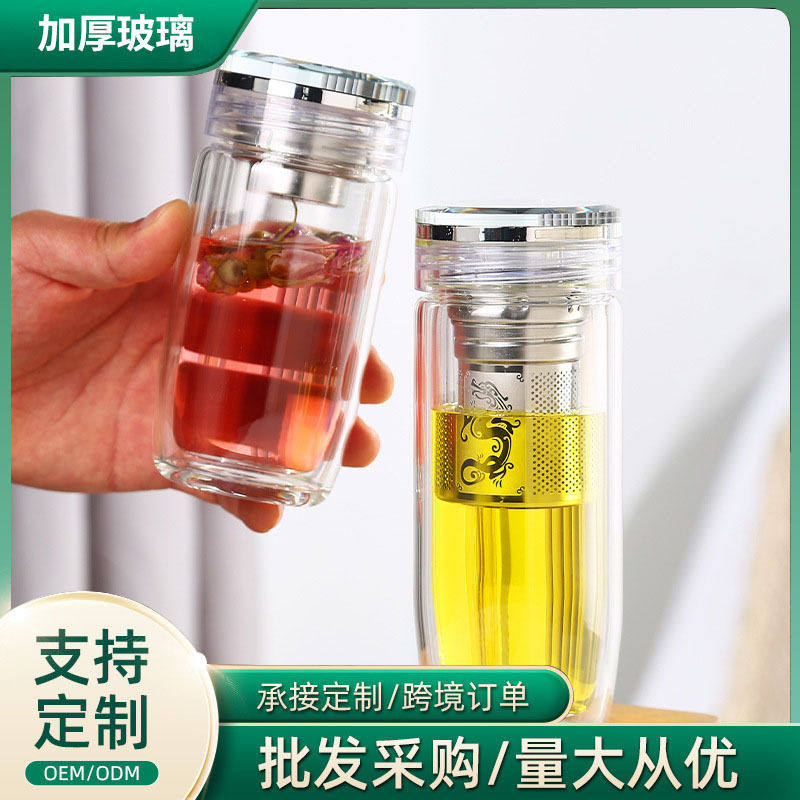 鹅蛋杯双层玻璃杯水晶盖隔热水杯茶杯杯带盖硼硅玻璃茶水分离,餐饮具,玻璃杯,淘宝优惠券,粉丝福利购,淘宝优惠卷