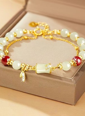 新款竹节手链女夏季饰品有你竹够小众百搭设计生日七夕送女友