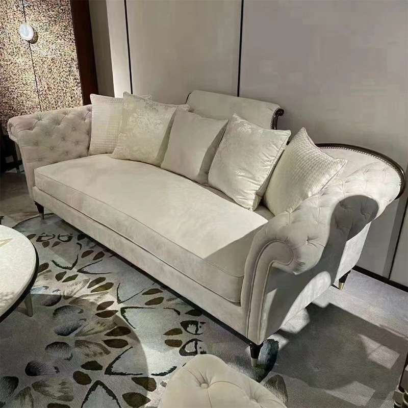 美式新古典埃弗利art拉扣沙发轻奢实木布艺复古别墅大户型家具