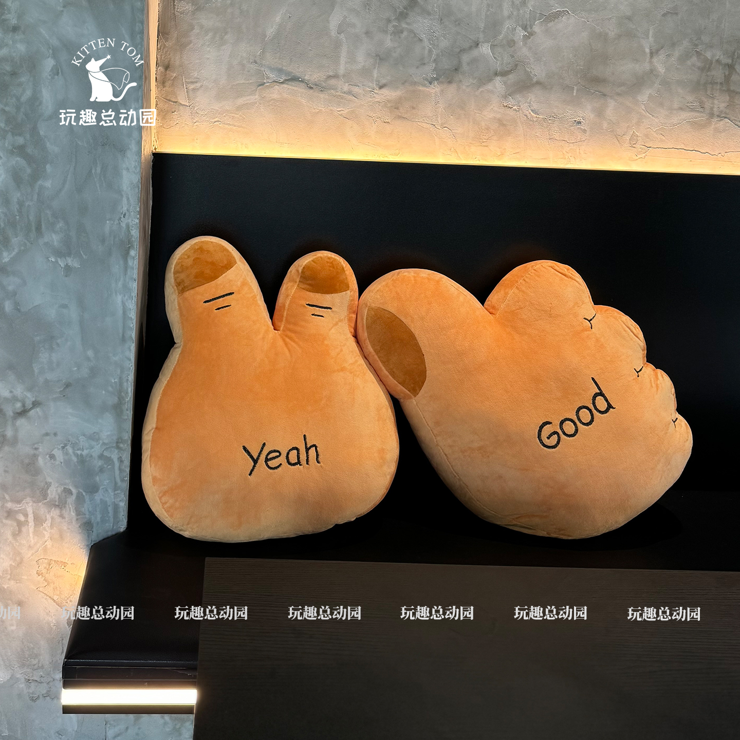 大拇指比耶手掌抱枕毛绒玩具
