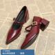 女款 红色尖头玛丽珍女鞋 2025开春款 高跟不累脚小皮鞋 新款 真皮单鞋