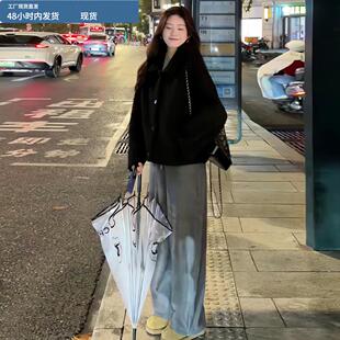 法式气质单排扣polo领毛呢外套女秋冬新款小个子百搭宽松显瘦大衣