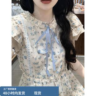 少女韩版洋气碎花连衣裙2025夏装新款初高中学生学院风显瘦裙子
