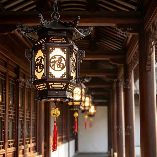 德国精工中式户外吊灯屋檐仿古廊灯笼过道古典宫灯凉亭庭院复古室