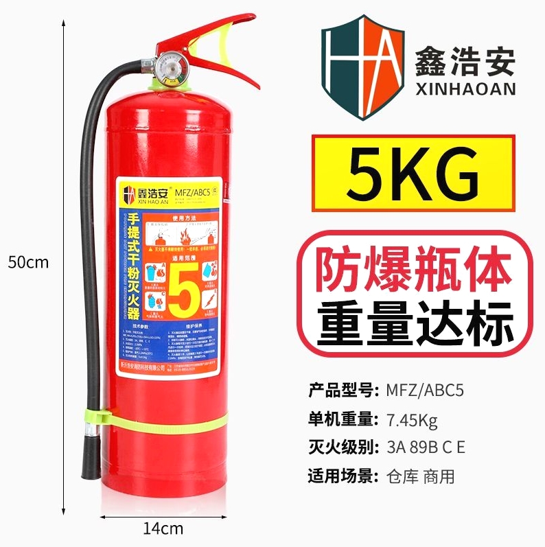 德国进口新国标灭火器5公斤公司用3A级手提式干粉5kg仓库工厂消防