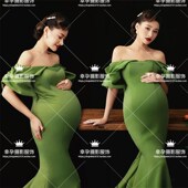 速发新款 咪摄影艺术照 影楼孕妇拍照服妈简约唯美礼服大肚孕装